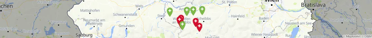 Kartenansicht für Apotheken-Notdienste in der Nähe von Göstling an der Ybbs (Scheibbs, Niederösterreich)